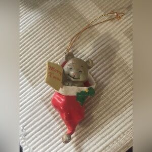Vintage Cute Little Merry Xmas Bear Tree Ornament